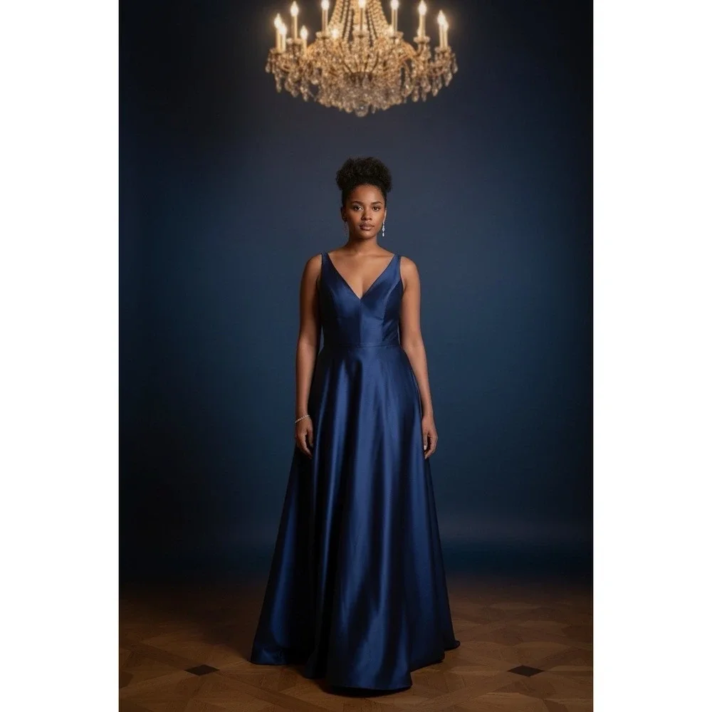 bright blue linen dress Royal with stand up collar – GUNTINA the epitome of luxurious Christmas Eve Pretty Christmas Size:8.5 US Size_7